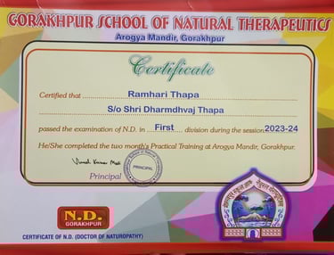 a certificate for a doctor of naturopathy