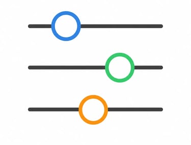 Illustration de curseurs colorés symbolisant l’ajustement et l’équilibre personnalisé