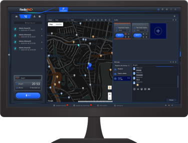 Interfaz de la Consola de Despacho RadioPoC con monitoreo GPS en tiempo real
