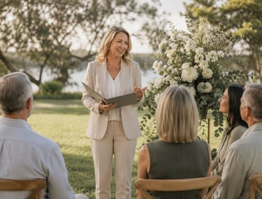 wedding celebrant during ceremony - wedding marketing Sydney