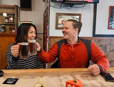 Raising some cold beers at at Buck's On Main