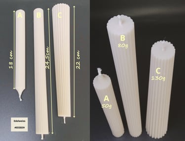 Long 100% natural edelweiss colored candle from eclatdeluciole.fr