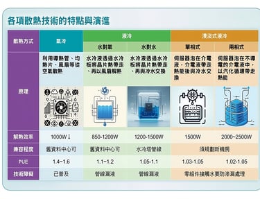 各項散熱技術的特點與演進