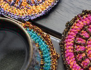 Jungle Poets nerti megzti rankų darbo puodelių padėkliukai kalėdinės dovanos 