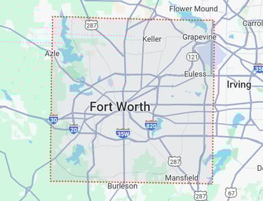 Christmas Lights Installation service area. Tarrant County, Fort Worth, Texas.