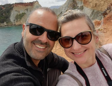 Panos and Jurgita, hosts of Villa Olga Zakynthos, contact for any information about your stay