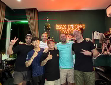 happy customers in Max Duong tattoo shop
