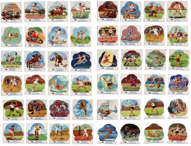 Rare entire set of the 1963 Carr Biscuits Sports Champions Hand Cut English Cards