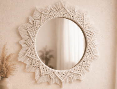 Espejo de pared macramé bohemio hecho a mano por kaalm mx