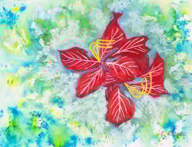 Watercolor painting of a Hong Kong Orchid