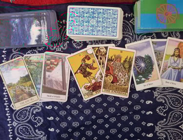 3 tarot decks. Mindscape, Rider-Wait-Smith, Buckland Romany gypsy tarot