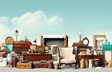a group of furniture and furniture in a room
