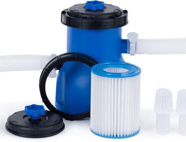 a blue and white filterr with a filterer and a filter