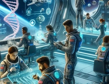 a group of people in space suits and suits