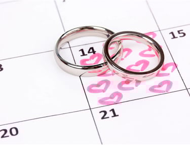 two wedding rings on a calendar calendar