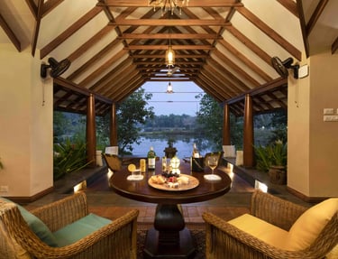 Nakshathra Mana Evening view of the lake.