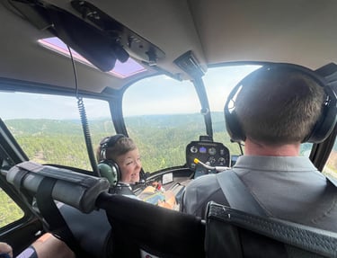Helicopter ride with kids Mount Rushmore