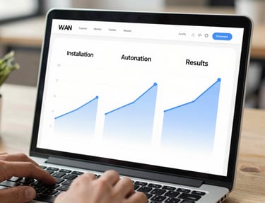Professional businessman analyzing financial growth charts and business analytics on a laptop.