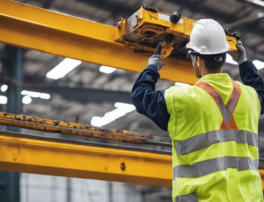 technician inspecting a crane