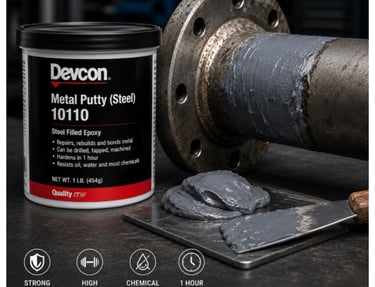 Devcon metal putty for repair and rebuilding