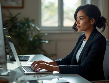 Business professional responding to customer review professionally