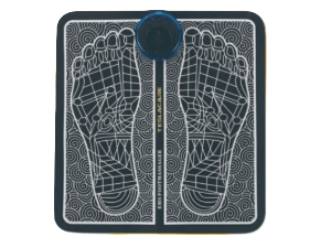 Portable EMS foot massager mat with acupoint stimulation for circulation and muscle relief.