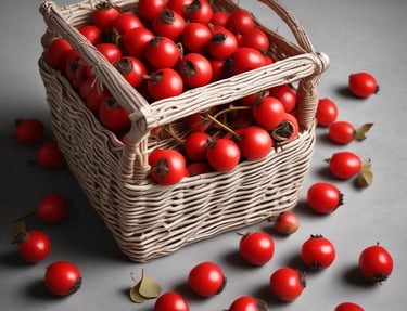 Bright orange mandarins piled in a basket with green leaves still attached