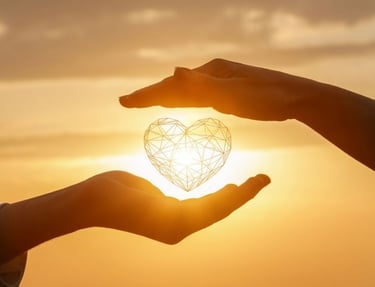 dos manos unidos con un corazón lleno de amor