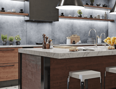 cocina con cubierta de cuarzo santiago