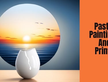 Krack of Dawn Art a vase with a sunset in the background