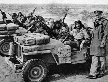 Lieutenant Colonel Stirling with Lieutenant Edward McDonald and other SAS soldiers in North Africa,