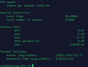 sysbench cpu speed output