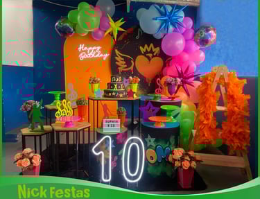 Locação de decoração de festa Teen Neon