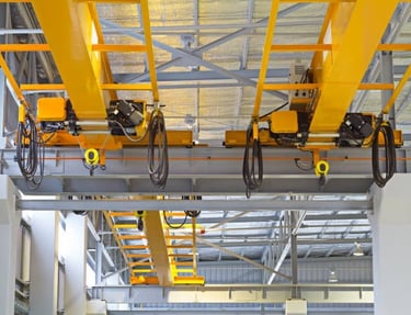 two overhead bridge cranes and hoist