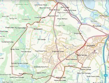 map of the area covered by the englefield green village neighbourhood plan