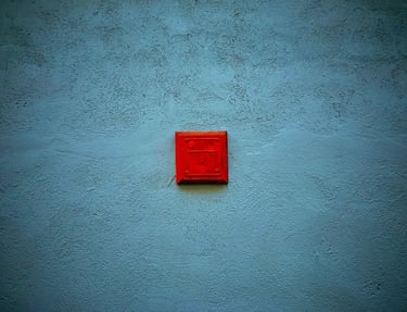 A red square painted on a wall