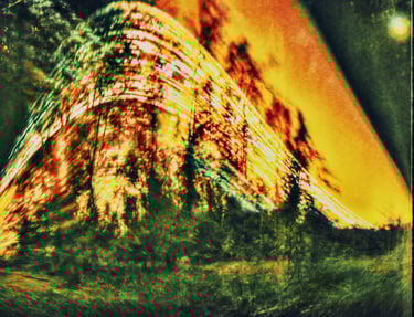 A vibrant painting of a six-month sun trail effect on photo paper.