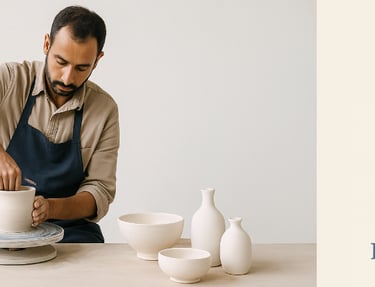 Artisan de la poterie marocaine dans son atelier