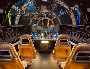Inside the Millennium Falcon at Disneyland® Park.
