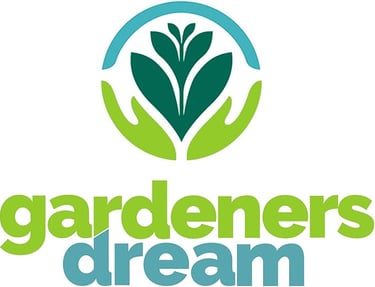 XMAS TREE, SUPPY ,a gardener's dream logo with hands holding a plant