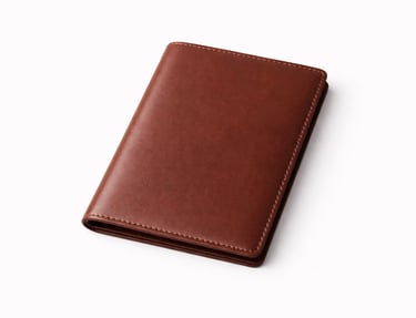 Leather passport holder with slim profile and stitched edges