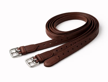 Leather stirrup leathers for saddles.