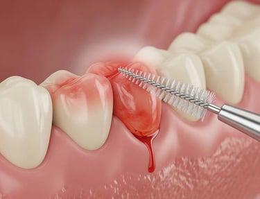 Bleeding gums due to interdental brushes