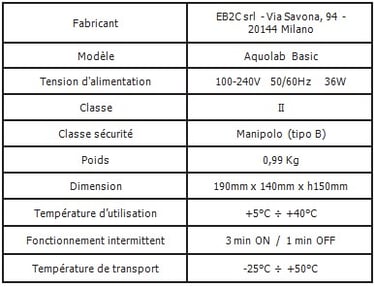 SPECIFICATIONS TECHNIQUES jet dentaire ozone Aquolab hygiene-precision