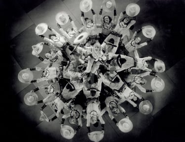 Busby Berkeley's debut: geometric overhead shot of dancers from Whoopee!