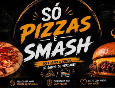 Fachada da Só Pizzas e Smash — pizzaria e hamburgueria no Morro do Meio, Joinville