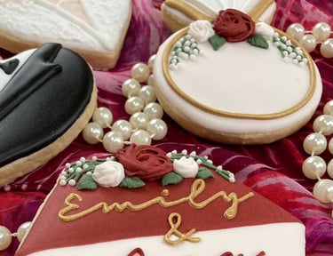 wedding cookies; floral cookies; bridal shower cookies