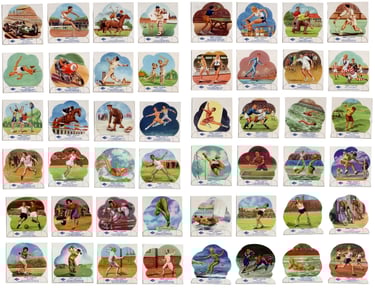 Rare entire set of the 1963 Carr Biscuits Sports Champions Hand Cut English Cards