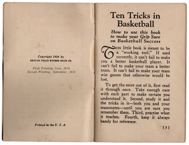 1924 Rare 10 Tricks to Basketball Book by Beacon Falls Rubber Shoe Co.