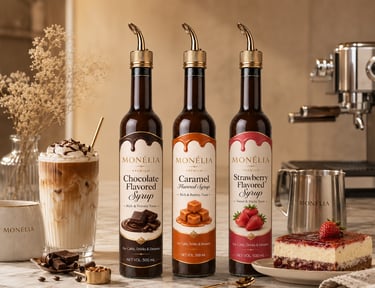 MONÉLIA syrup bottles with café tools for professional beverage service COLD DRINKS